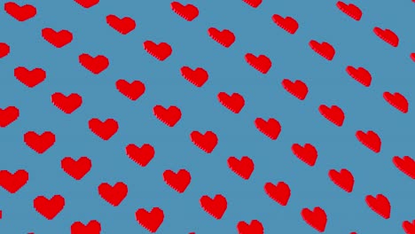 movimiento mínimo arte 3d. pixel corazón 3d animación abstracta patrón vertical. amor, día de los enamorados, saludos concepto. video 4k