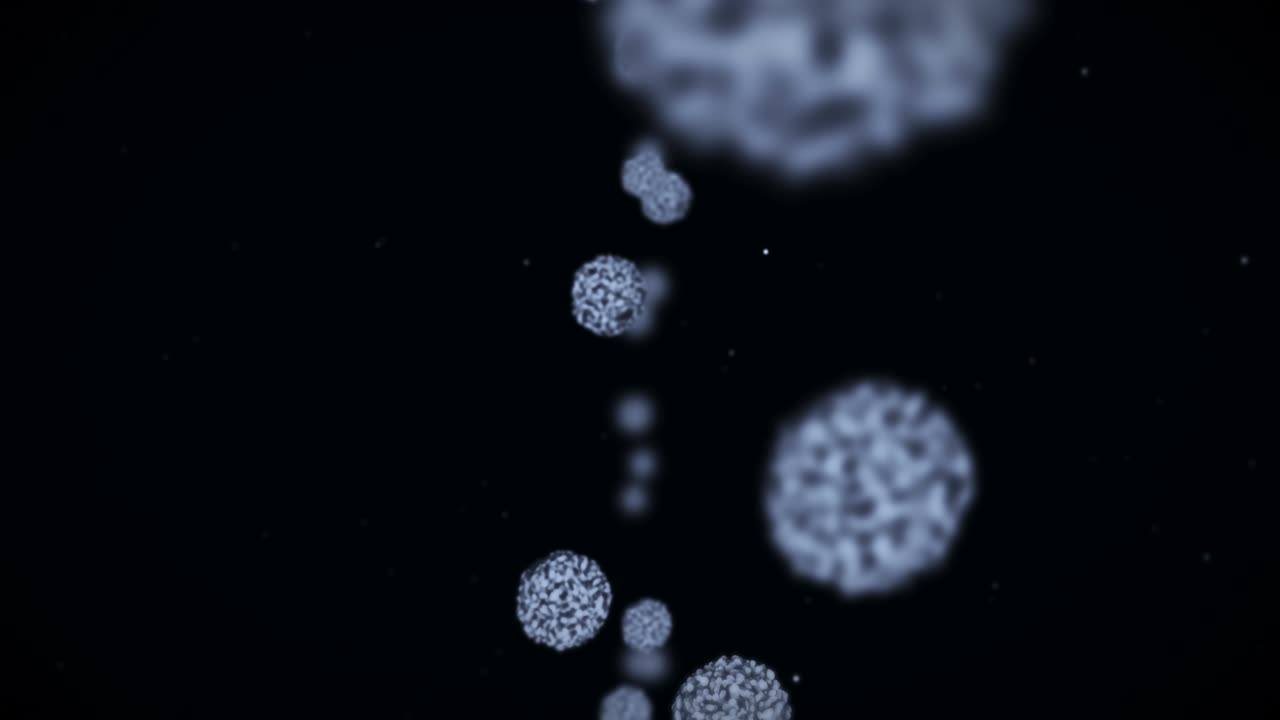 Virus cell in spherical shape. Pathogenic viruses causing infection. Loop animation of human virus. Bacterial microorganism. Viral disease outbreak.