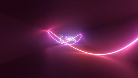 ultraviolet neon laser curve glows inside reflective endless tunnel - 4k seamless loop motion background animation