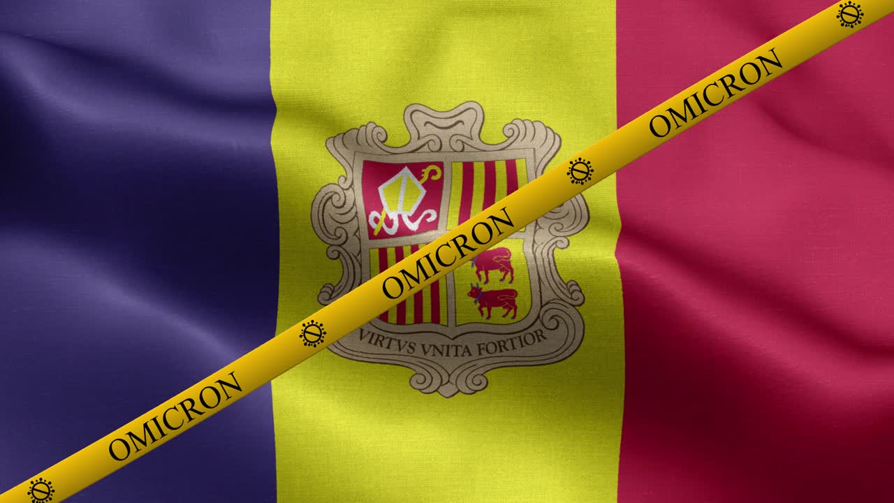 variante omicron y banda de prohibición en la bandera de andorra