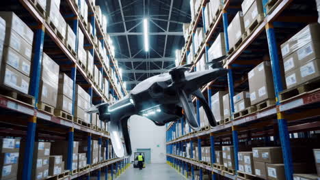 entrega de drones en un almacén