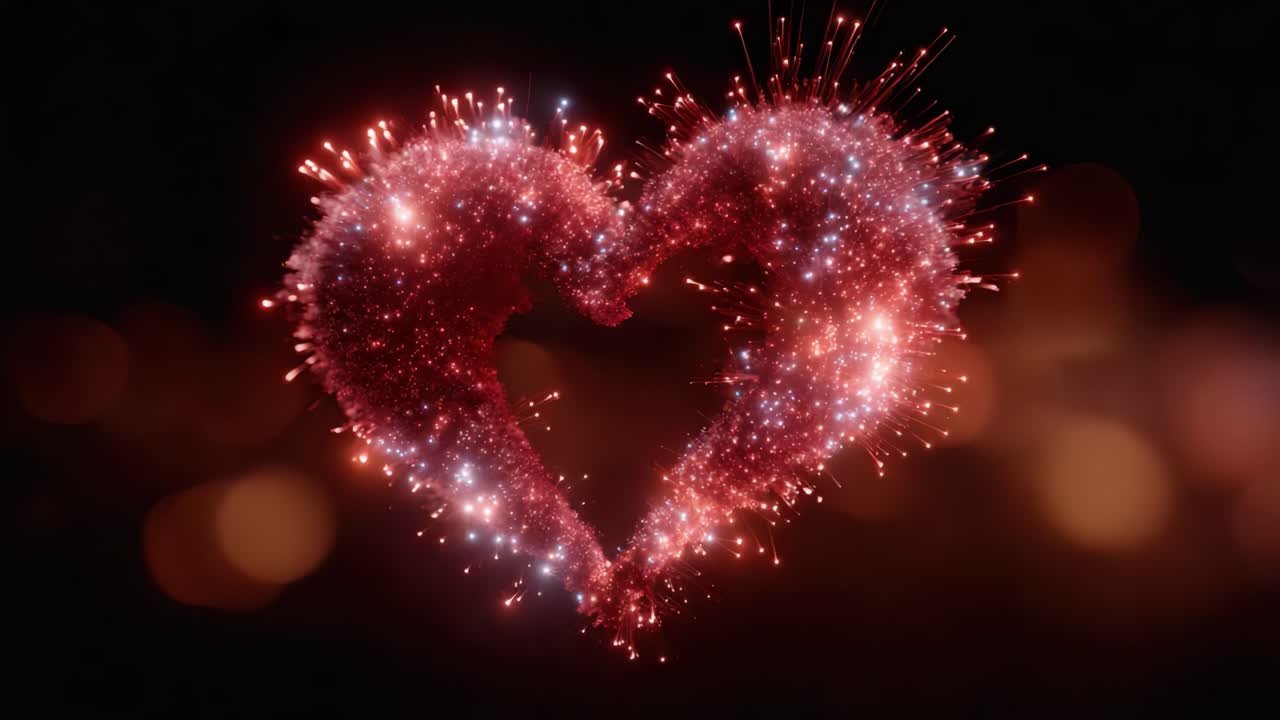 Splendido cuore scintillante: una celebrazione di amore e gioia con effetti di luce abbaglianti e colori vivaci in una presentazione artistica unica