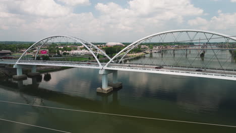 Junction-pedestrian-bridge-of-Little-Rock,-AR,-Arkansas,-aerial-view