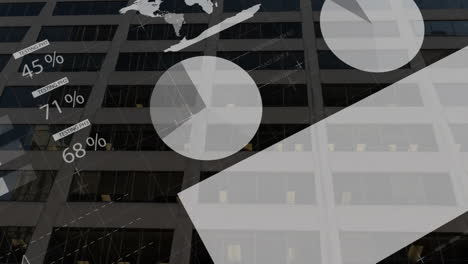 animación del procesamiento de datos financieros sobre la ciudad