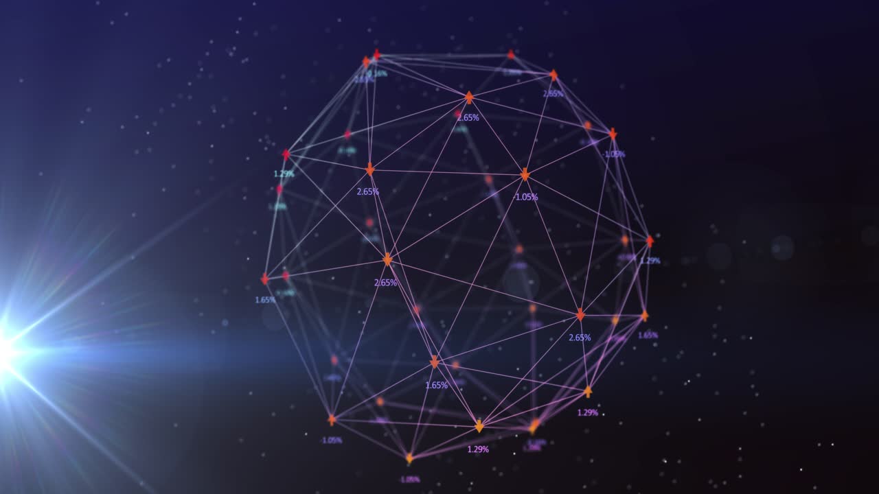 Animation of network of connections with icons over data processing