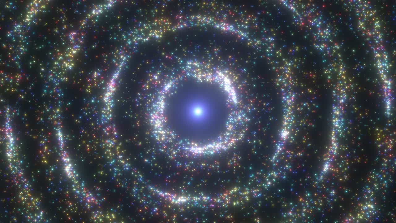 arco iris chispa luz polvo brillante estrella partícula círculo anillo brillo - 4k sin costuras vj bucle movimiento animación de fondo