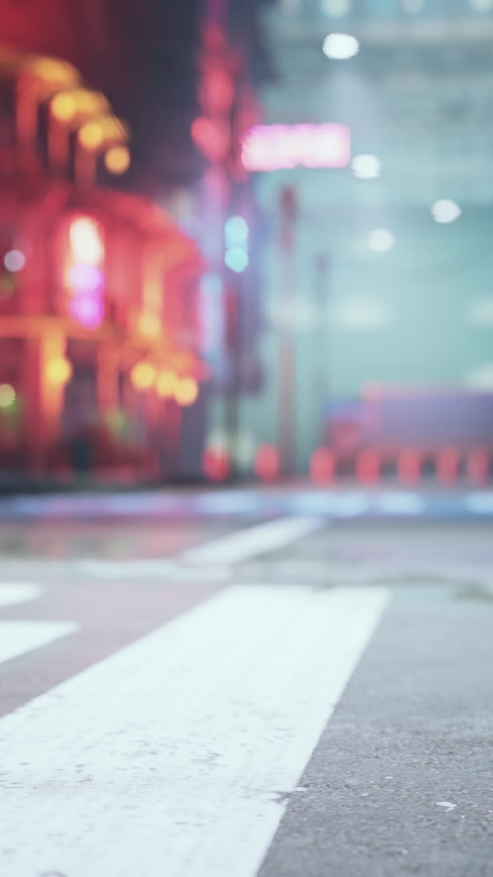 밤에 도시 거리의 흐릿한 전망