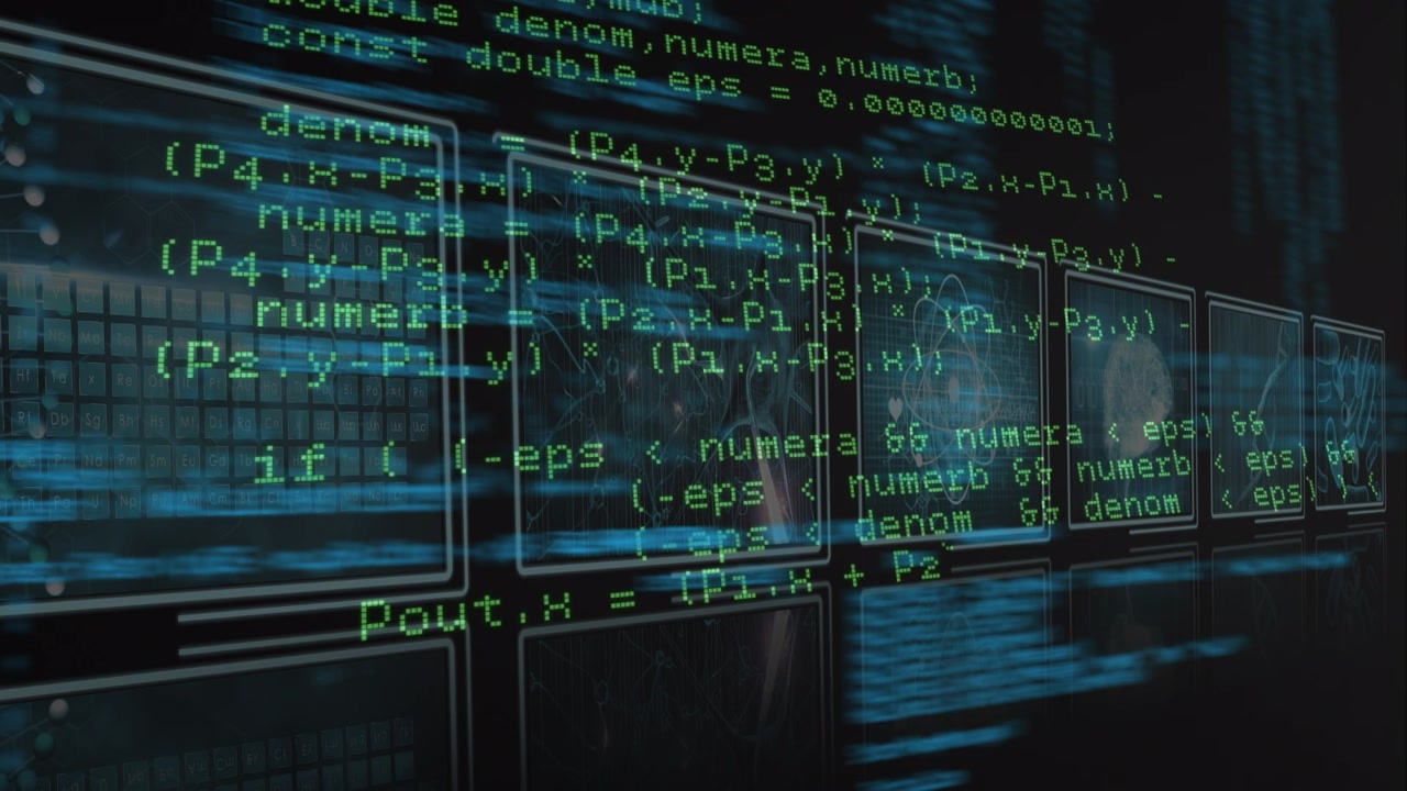 Animation of data processing over digital screens with diverse data in digital space