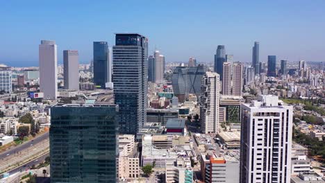 aerial view of tel aviv city skyline with modern skyscrapers