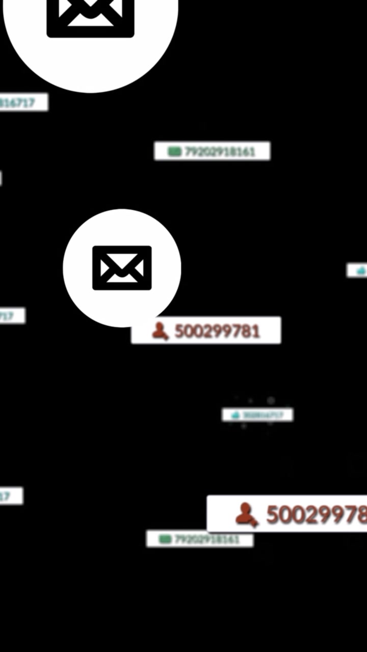 Animation of notification and message icons moving on black background