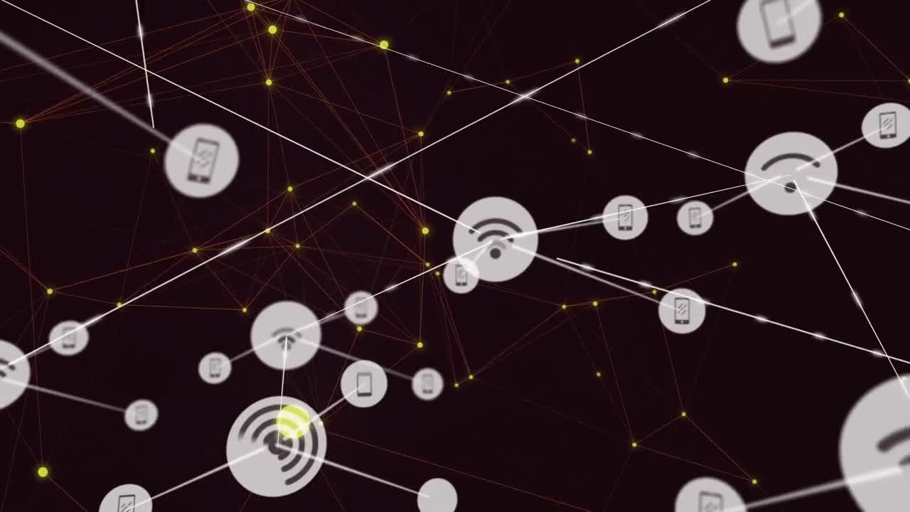 animación de la red de conexiones sobre fondo negro