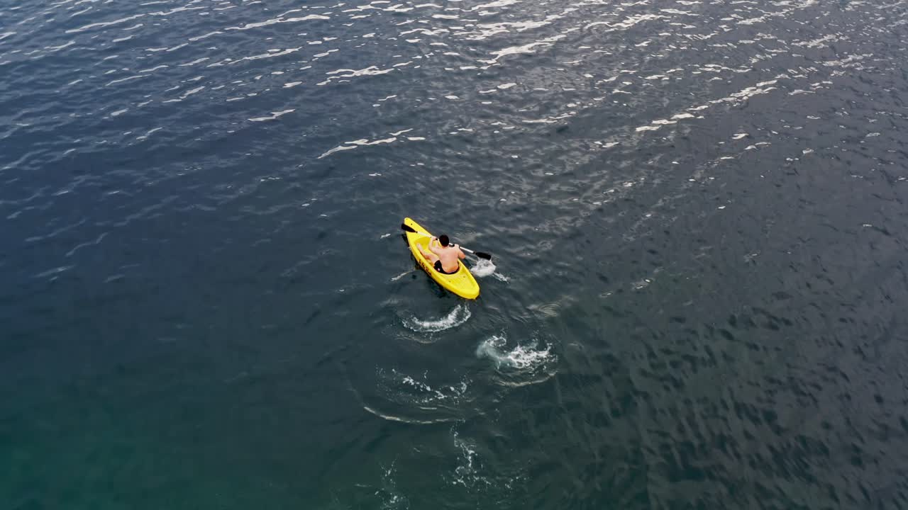 Man Kayaking On The Beautiful San Pablo Island, Hinunangan, Southern Leyte, Philippines
