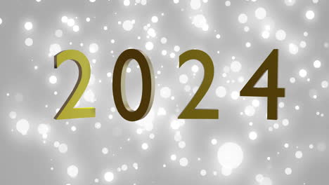 animation of 2024 text and silver lights on grey background