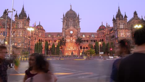 chhatrapati shivaji maharaj terminus timelapse from day to night mumbai