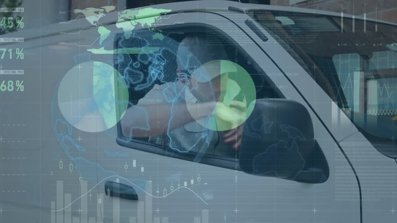 배달 남자에 대한 통계와 연결의 지구의 애니메이션