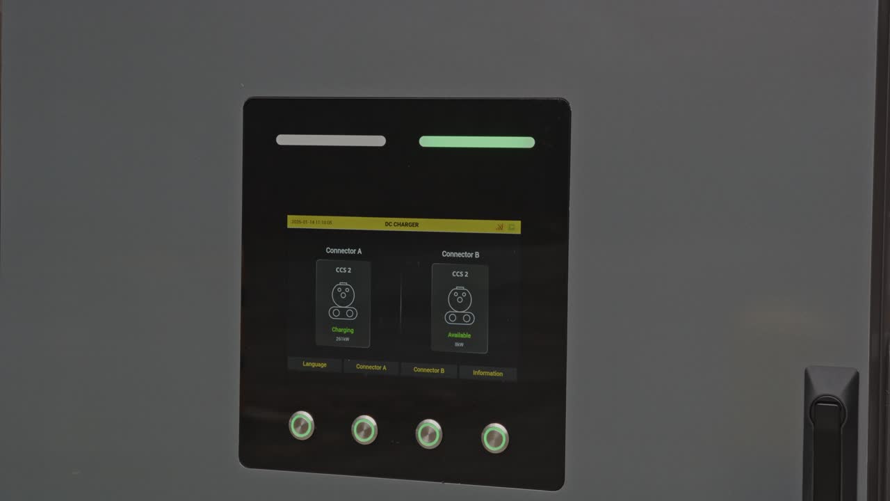 Close up of display on a electric vehicle display showing that it is charging a car