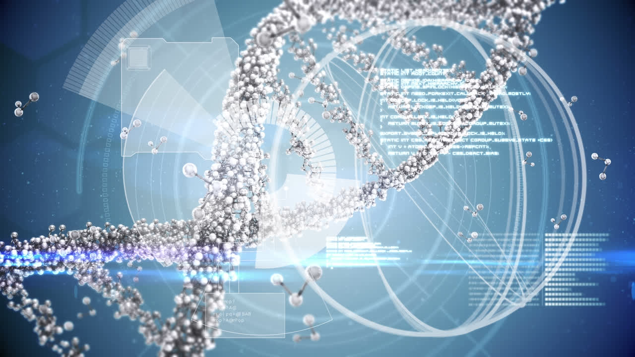 스 스캔, 인체, dna 스트랜드 및 데이터 처리의 애니메이션