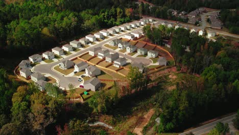 Aerial-Shot-Of-Peaceful-Chelsea-Alabama-Residential-Houses-Surrounded-With-Green-Nature