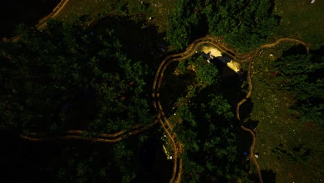 Aerial-view-of-the-road-through-the-forest