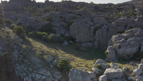 aerial view of unique rock formations