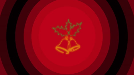 animación de campanas de navidad sobre círculos rojos