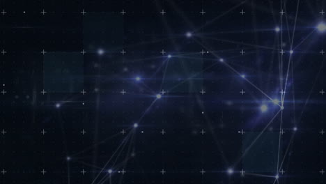 animation of network of connections with glowing points over grid