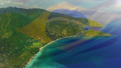 animation du drapeau du brésil flottant sur le paysage de la plage