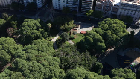 AERIAL---Recoleta-Vicente-Lopez-Park,-Buenos-Aires,-Argentina,-wide-top-down