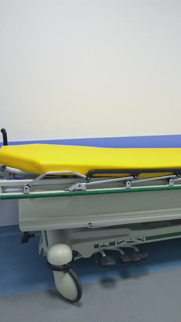 empty hospital cot in corridor. corridor operating rooms in modern hospital facilities