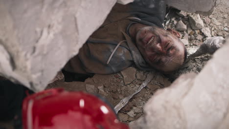 rescue operation at a building collapse