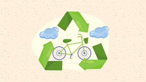 recycle arrows with bicycle animation