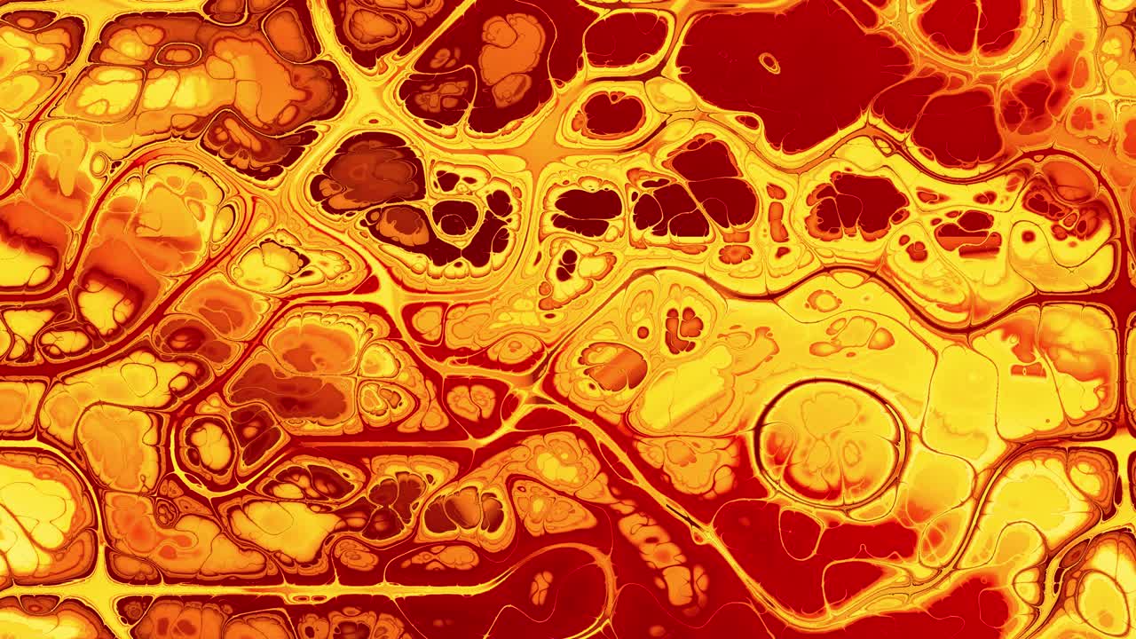 4k 루프 3d bg: 아름다운 패턴을 가진 추상적인 반이는 액체 표면, 소음 텍스처를 이동, 상단 뷰 정적 카메라, 추상적인 곱슬 액체 색상 또는 페인트의 그라디언트, 왜곡 된 텍스처