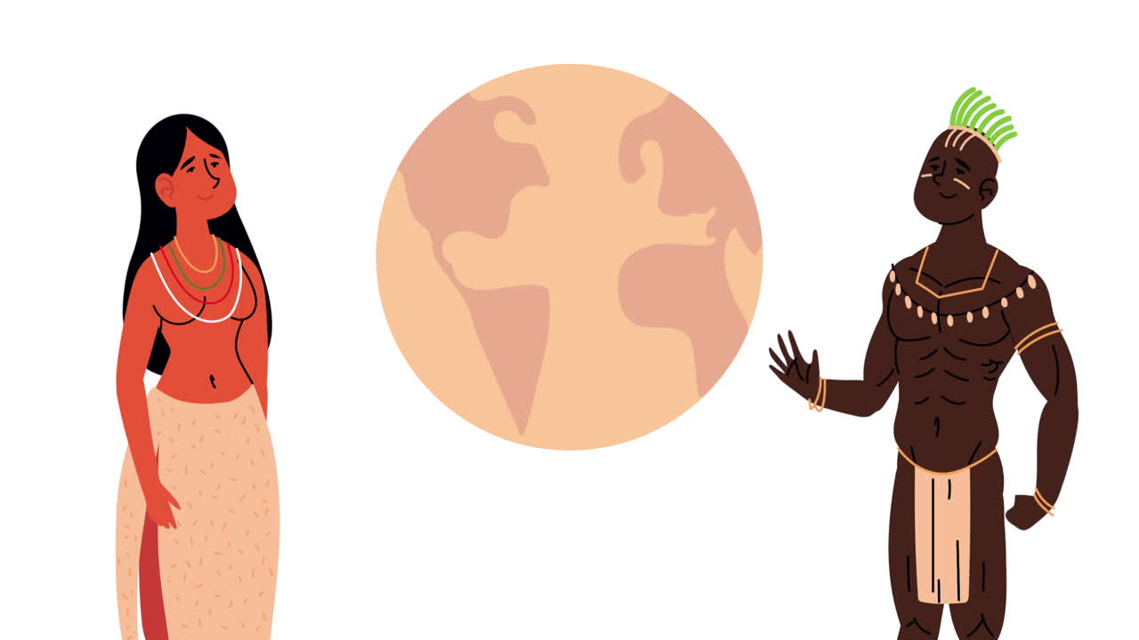 아프리카 원주민 남성과 원주민 여성