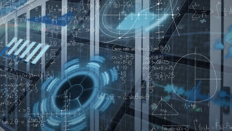 animation of data processing over server room