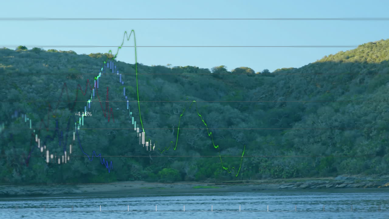 데이터 처리 및 풍경에 대한 다이어그램의 애니메이션