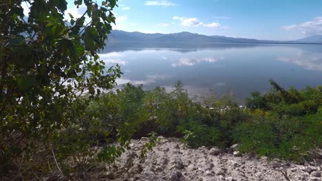 vista hacia arriba del lago kerkini en un día soleado