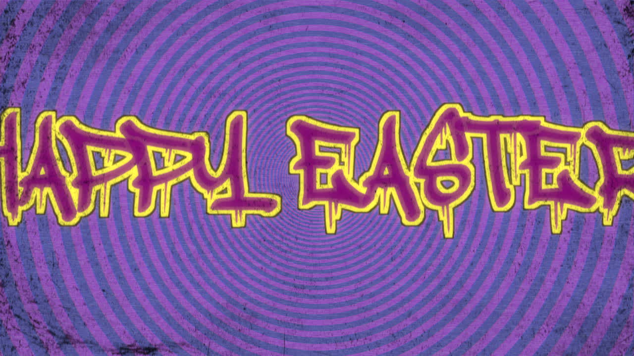 vibrante espiral feliz pascua en amarillo en un patrón púrpura