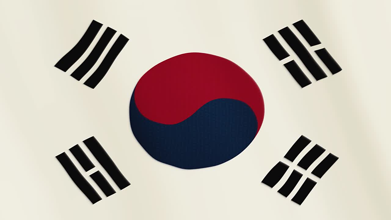 Republic of Korea flag waving animation. Full Screen. Symbol of the country