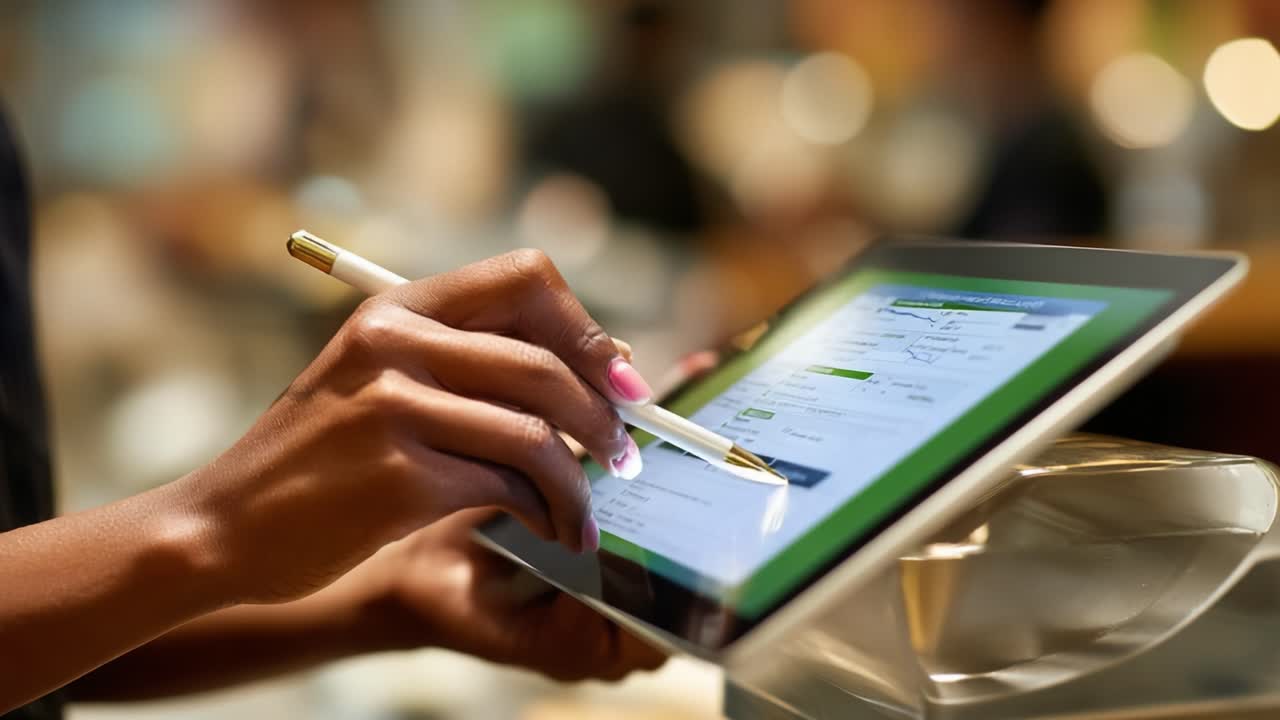 Captivating Interaction: A Hand Utilizing a Stylus on a Touchscreen Device, Engaging with a Digital Interface in a Modern Setting