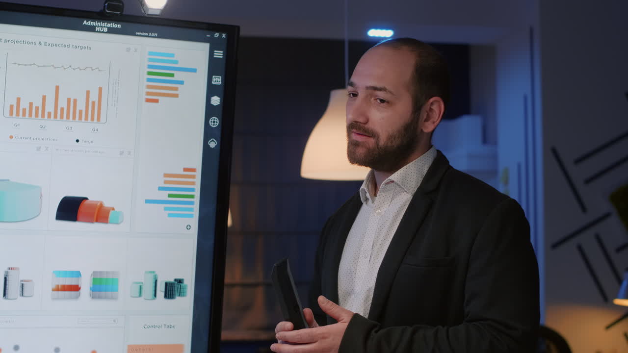 Empty business office with computer monitor on desk