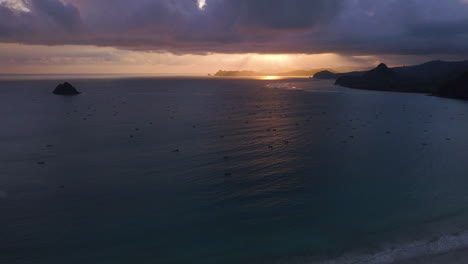 4k cloudy sunset over lombok, indonesia