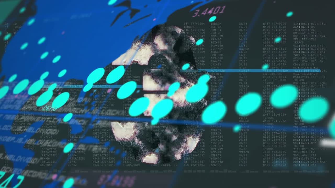 Animation of data processing and euro symbol over black background