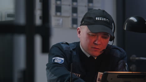security guard working in a control room