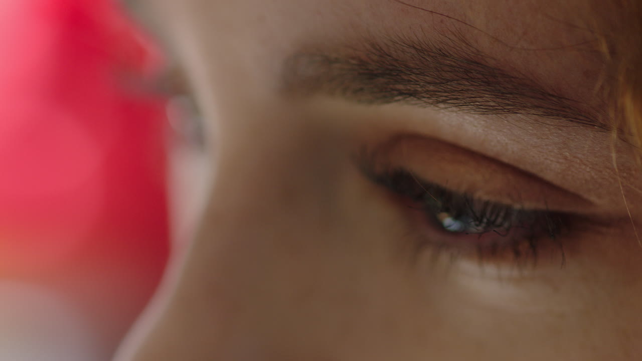 close up beautiful young caucasian woman looking pensive thinking planning ahead attractive female redhead beauty