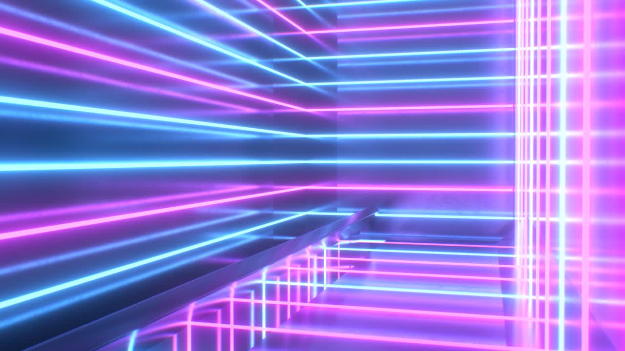 분홍색 파란 증기파 미학 네온 레이저  미래의 반사 - 4k 원활한 vj 루프 모션 배경 애니메이션