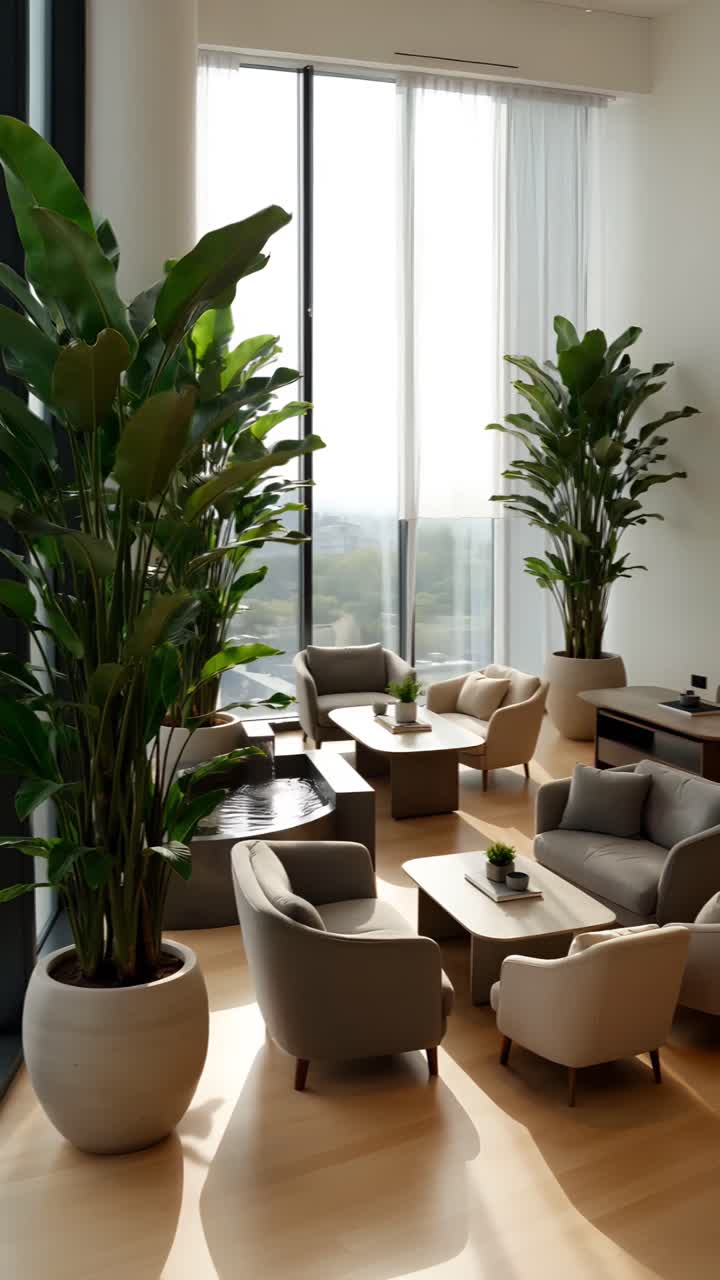 Interior Estético de Espaço de Coworking Moderno 4K