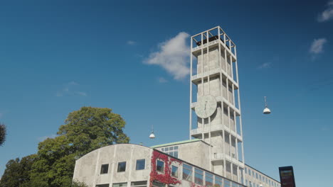 modern clock tower and building