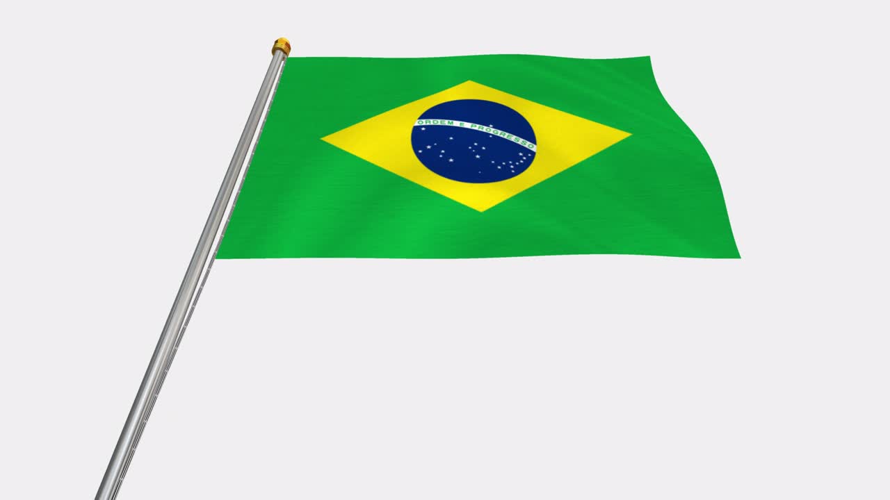 video de bucle de la bandera de brasil revoloteando en el viento, video en cámara lenta de 4k, con canal alfa
