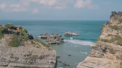 breathtaking aerial video of a cinematic wonderland of alapad rock formation in basco batanes in the philippines