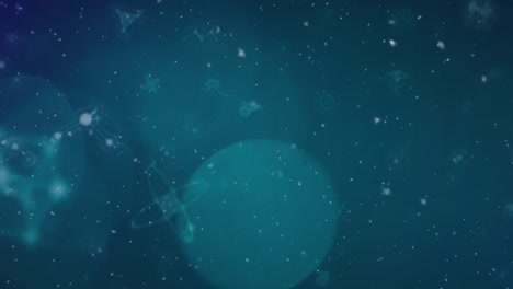 animation of molecules floating over navy background